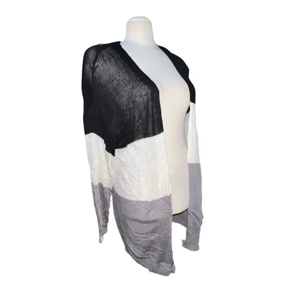 BloomChic Open Front Lightweight Color Block Cardigan Sz 12 (Large) Womens Pocke - Picture 11 of 11